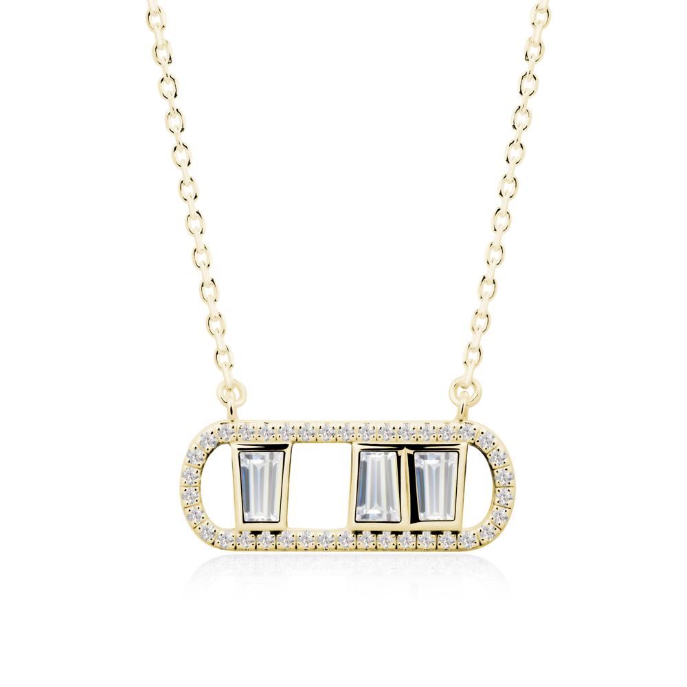 Bezel Set Cubic Zirconia Pendant with Halo - LUO Jewelry #metal_18k yellow gold
