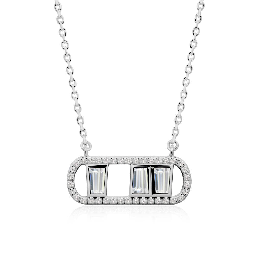 Bezel Set Cubic Zirconia Pendant with Halo - LUO Jewelry #metal_platinum