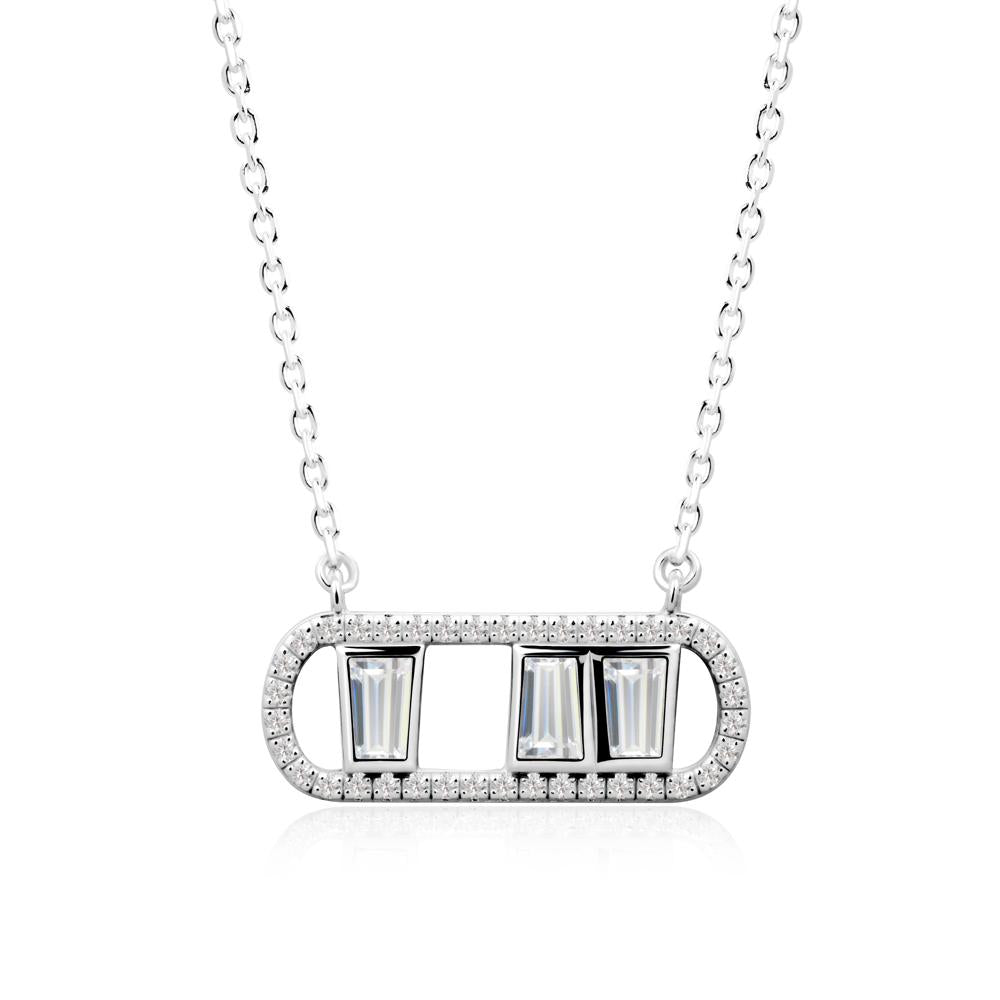 Bezel Set Cubic Zirconia Pendant with Halo - LUO Jewelry #metal_sterling silver