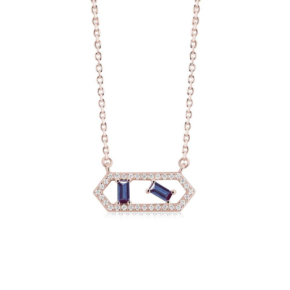 Baguette Alexandrite Hexagon Necklace - LUO Jewelry #metal_14k rose gold