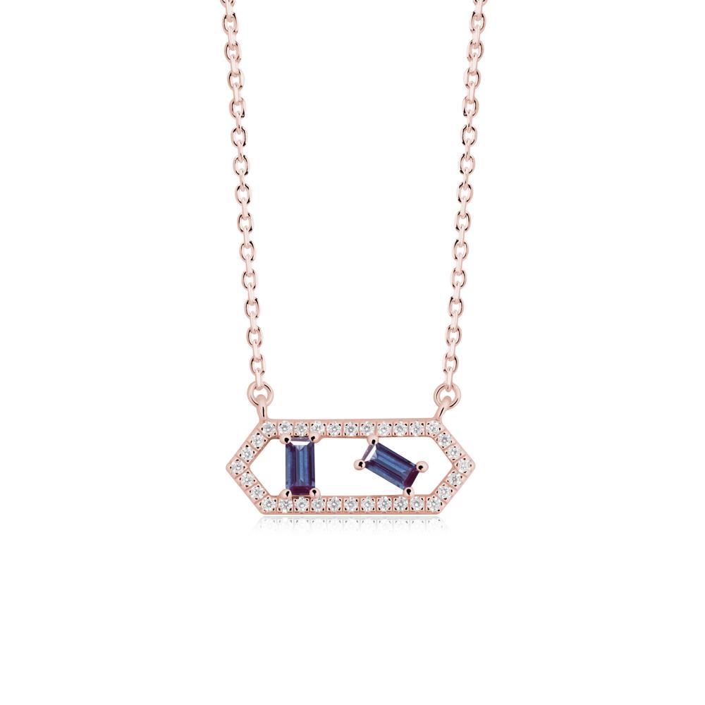 Baguette Alexandrite Hexagon Necklace - LUO Jewelry #metal_18k rose gold