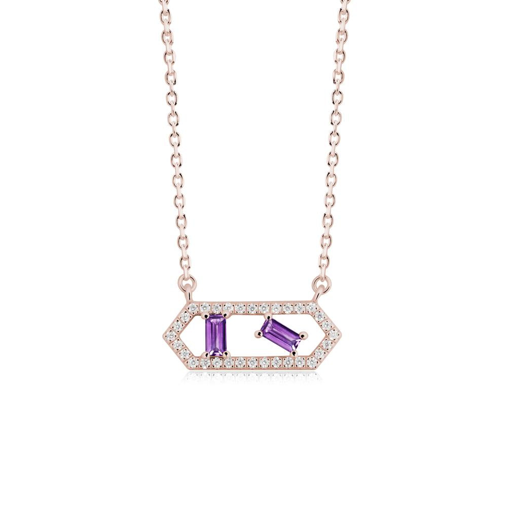 Baguette Amethyst Hexagon Necklace - LUO Jewelry #metal_14k rose gold