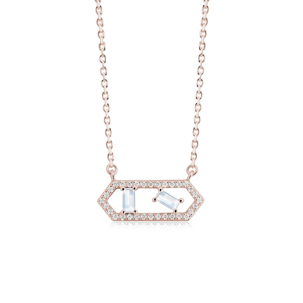 Baguette Moonstone Hexagon Necklace - LUO Jewelry #metal_14k rose gold