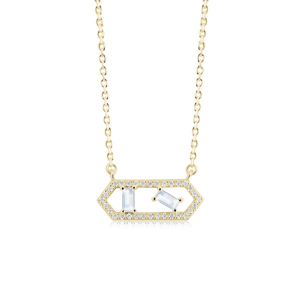 Baguette Moonstone Hexagon Necklace - LUO Jewelry #metal_18k yellow gold