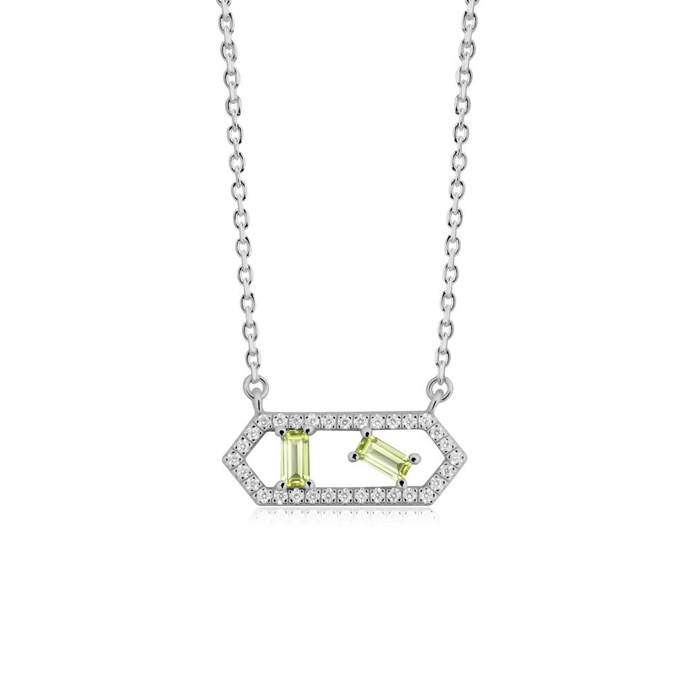 Baguette Peridot Hexagon Necklace - LUO Jewelry #metal_platinum