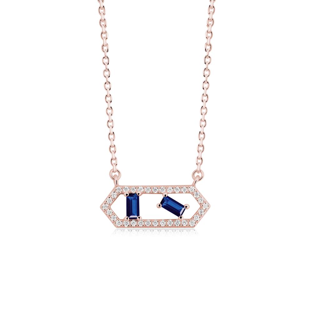 Baguette Sapphire Hexagon Necklace - LUO Jewelry #metal_18k rose gold