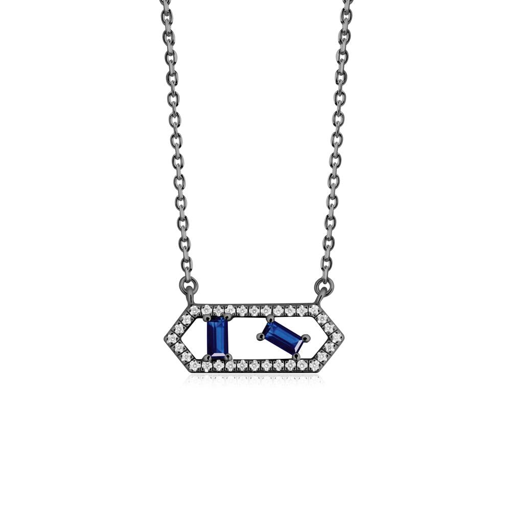 Baguette Sapphire Hexagon Necklace - LUO Jewelry #metal_black finish sterling silver