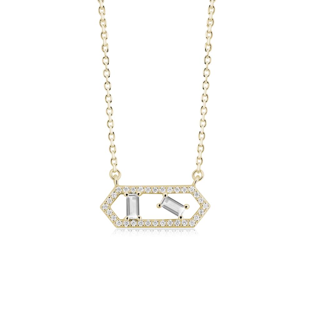 Baguette White Topaz Hexagon Necklace - LUO Jewelry #metal_14k yellow gold