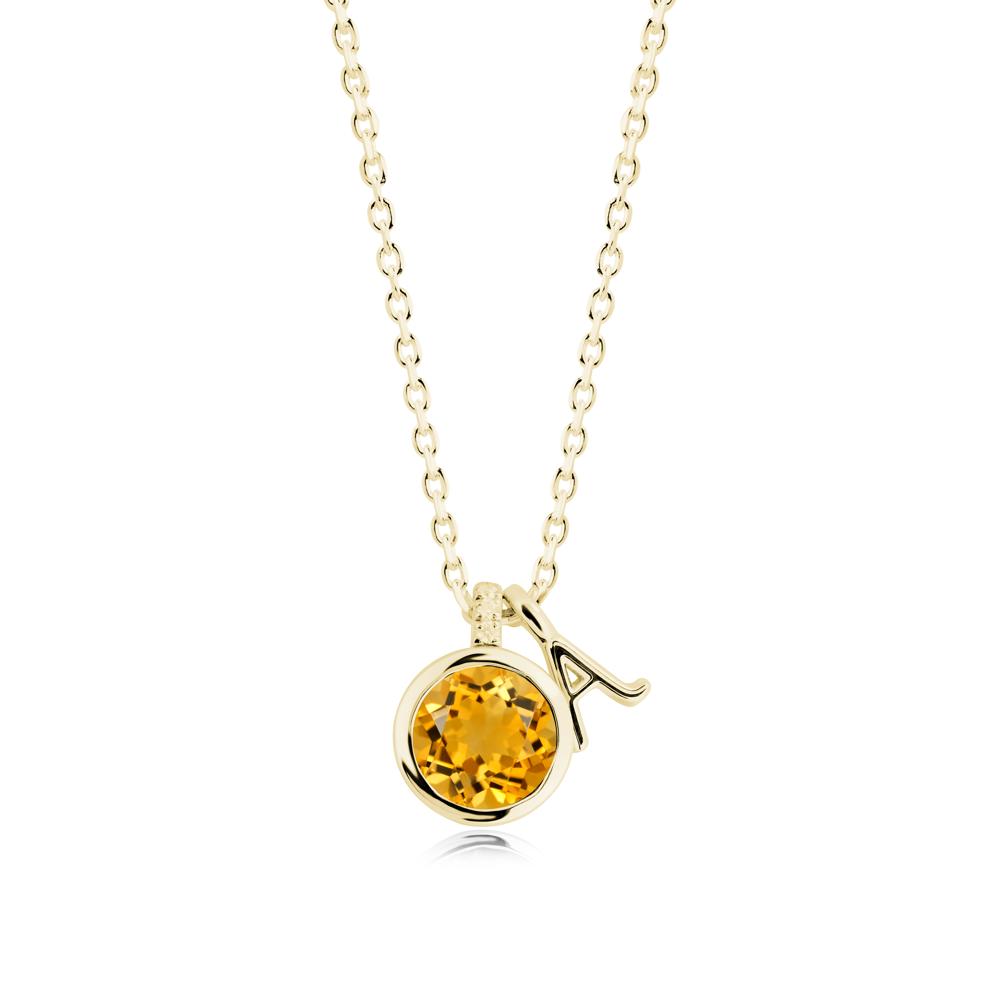 Personalized Initial Citrine Pendant - LUO Jewelry #metal_18k yellow gold