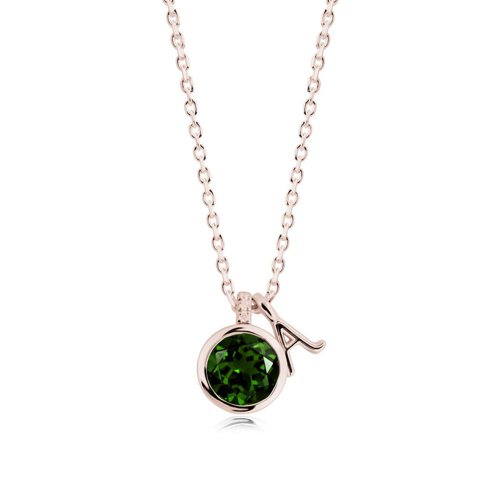 Personalized Initial Diopside Necklace - LUO Jewelry #metal_14k rose gold