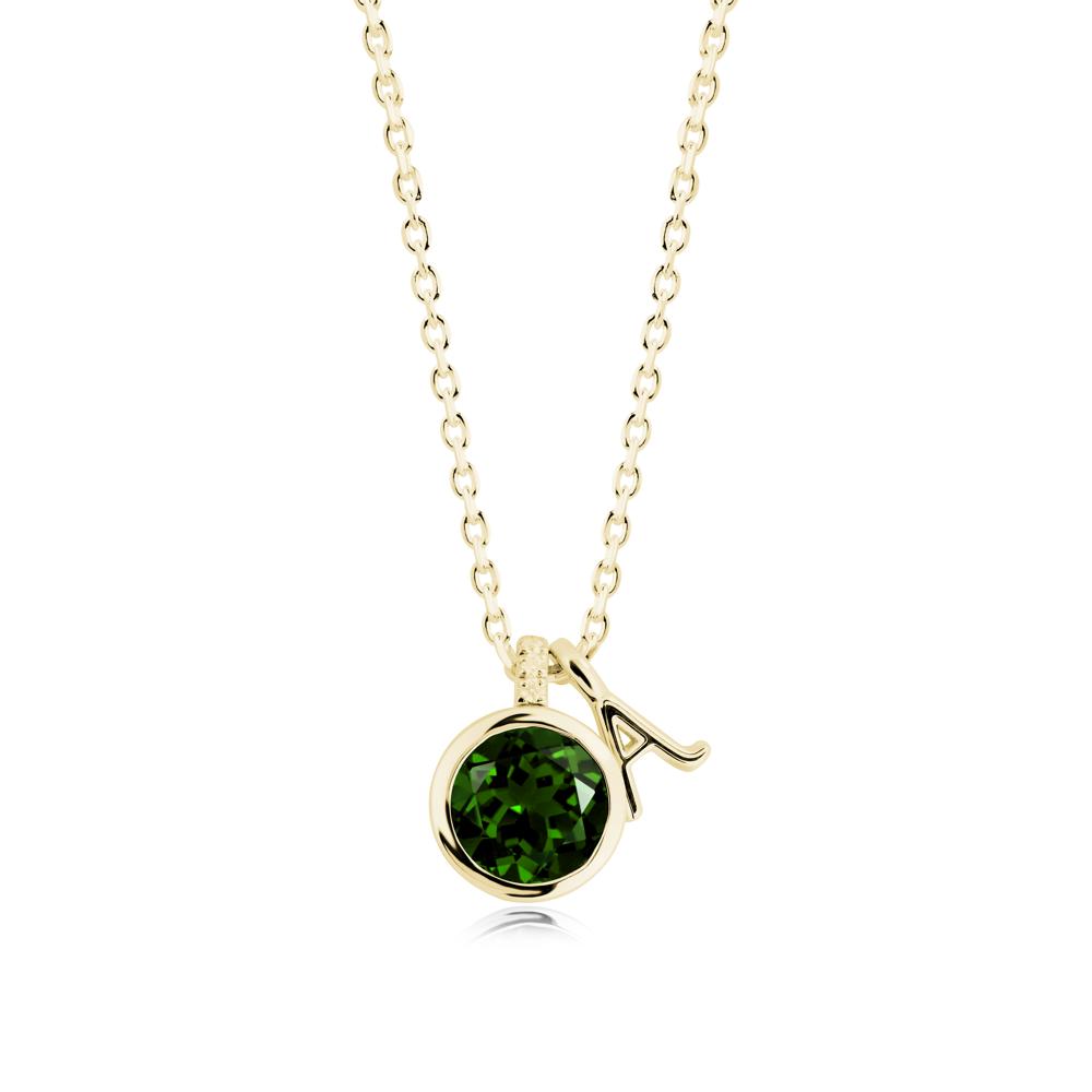 Personalized Initial Diopside Necklace - LUO Jewelry #metal_18k yellow gold