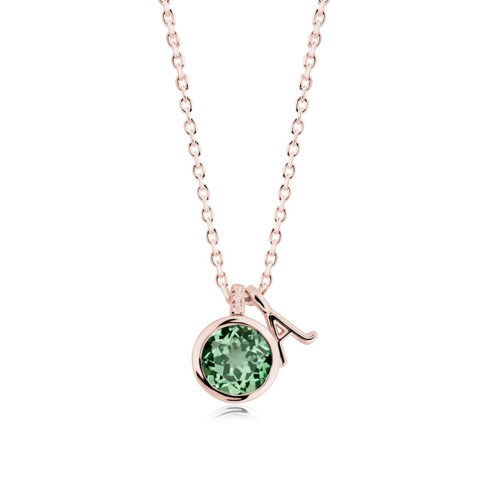 Personalized Initial Green Sapphire Necklace - LUO Jewelry #metal_18k rose gold