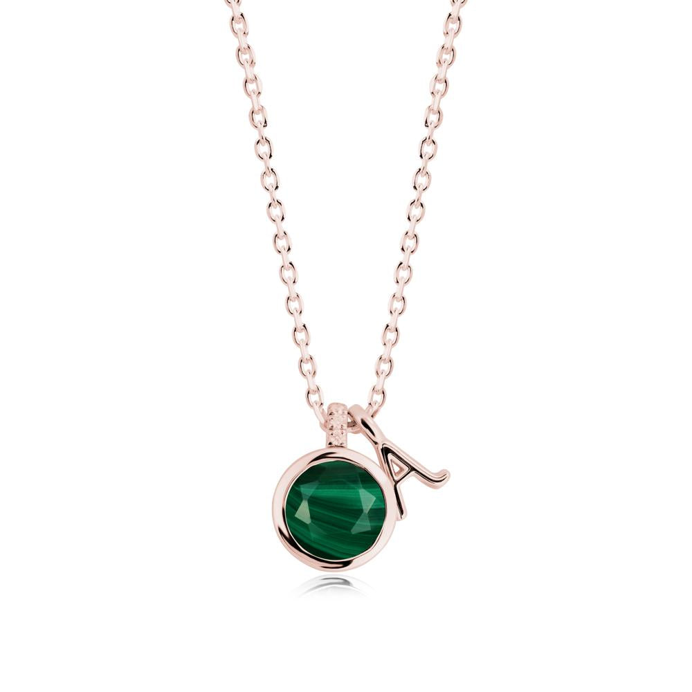 Personalized Initial Malachite Necklace - LUO Jewelry #metal_18k rose gold