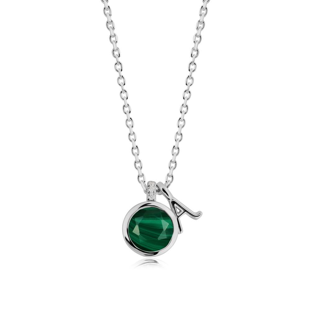Personalized Initial Malachite Necklace - LUO Jewelry #metal_platinum