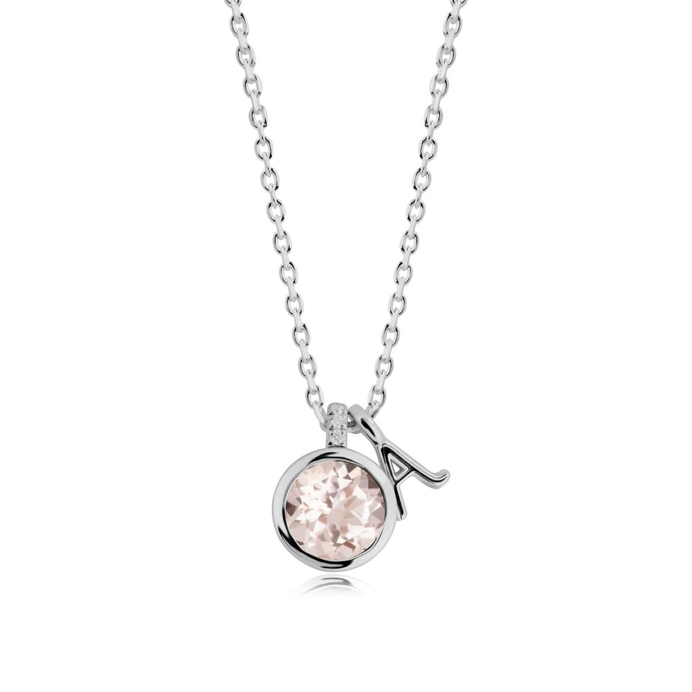 Custom Letter Necklace with Round Morganite - LUO Jewelry #metal_platinum
