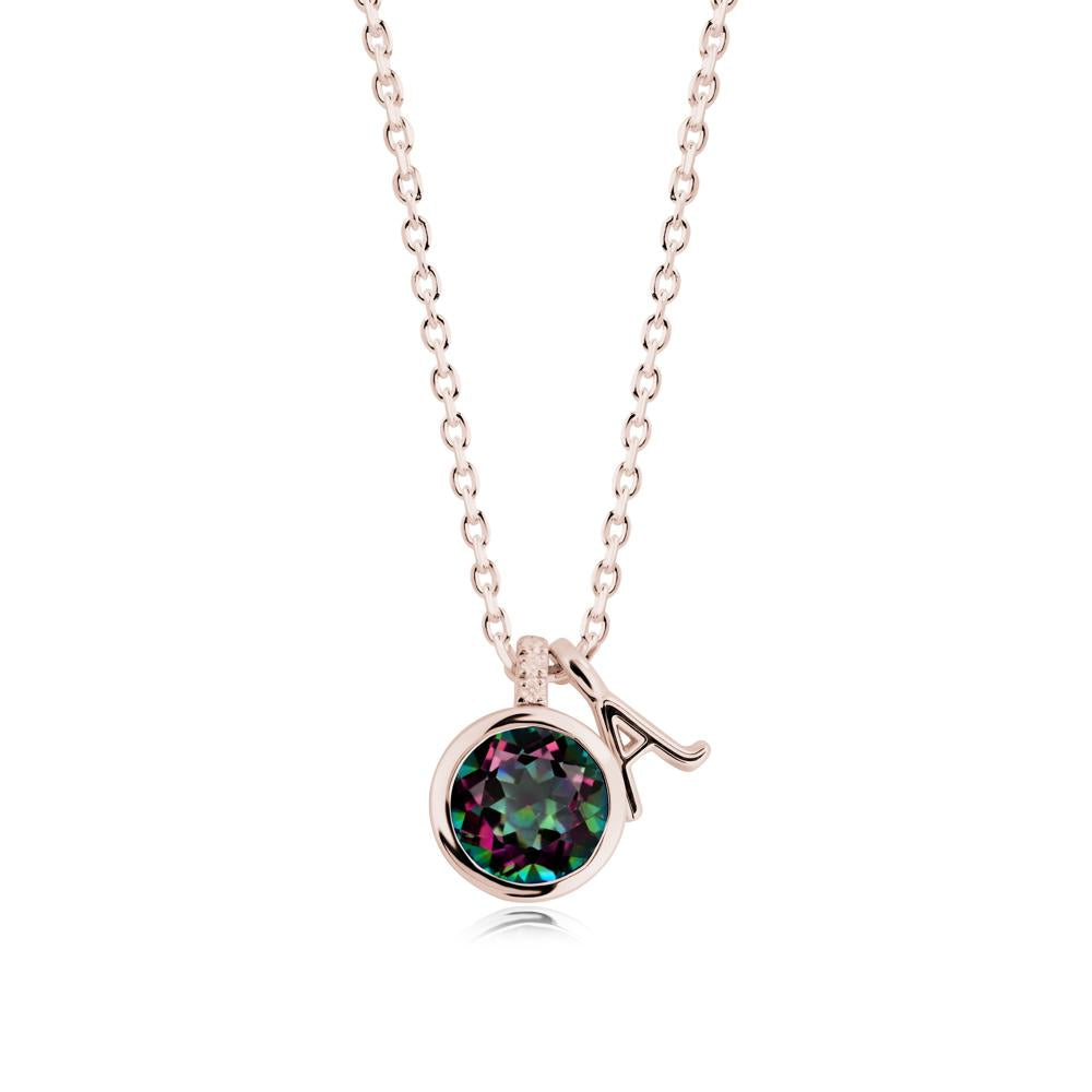 Personalized Initial Mystic Topaz Necklace - LUO Jewelry #metal_14k rose gold