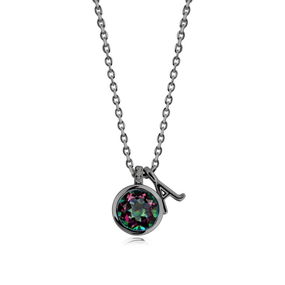 Personalized Initial Mystic Topaz Necklace - LUO Jewelry #metal_black finish sterling silver