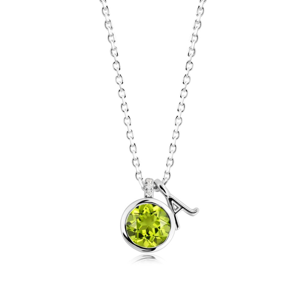 Personalized Initial Peridot Pendant - LUO Jewelry #metal_18k white gold