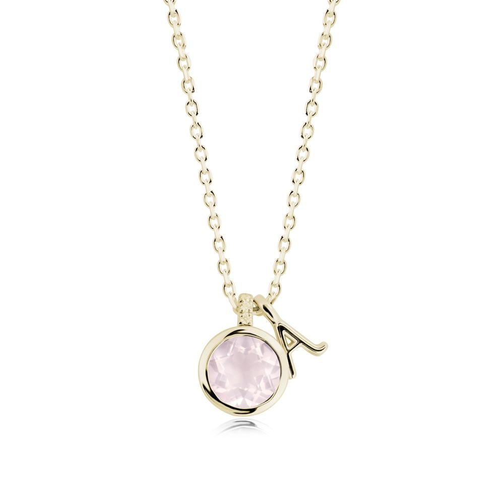 Personalized Initial Rose Quartz Necklace - LUO Jewelry #metal_14k yellow gold