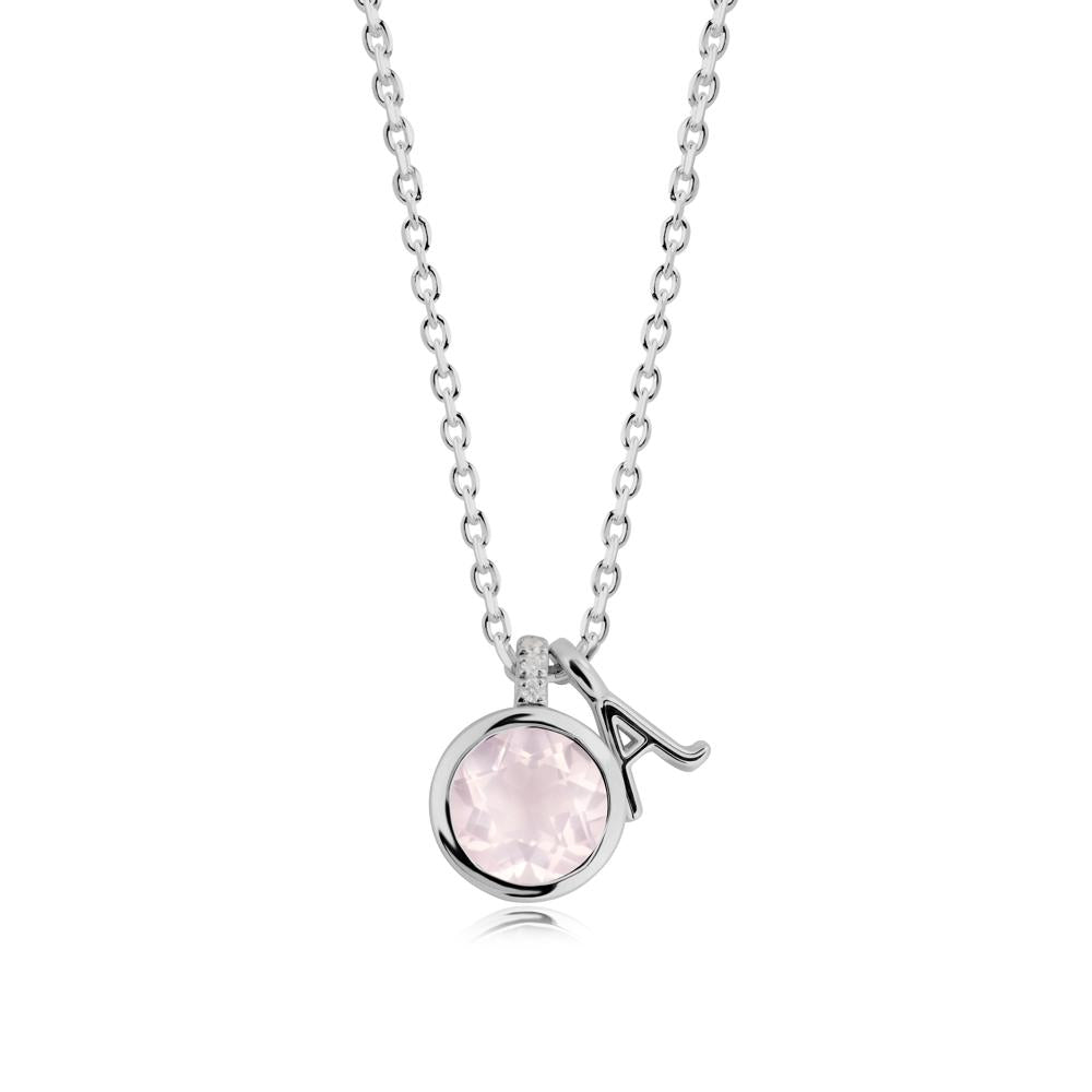 Personalized Initial Rose Quartz Necklace - LUO Jewelry #metal_platinum