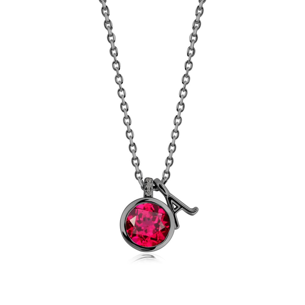 Personalized Initial Ruby Necklace - LUO Jewelry #metal_black finish sterling silver