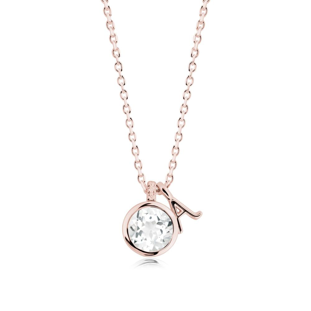 Personalized Initial White Topaz Necklace - LUO Jewelry #metal_18k rose gold