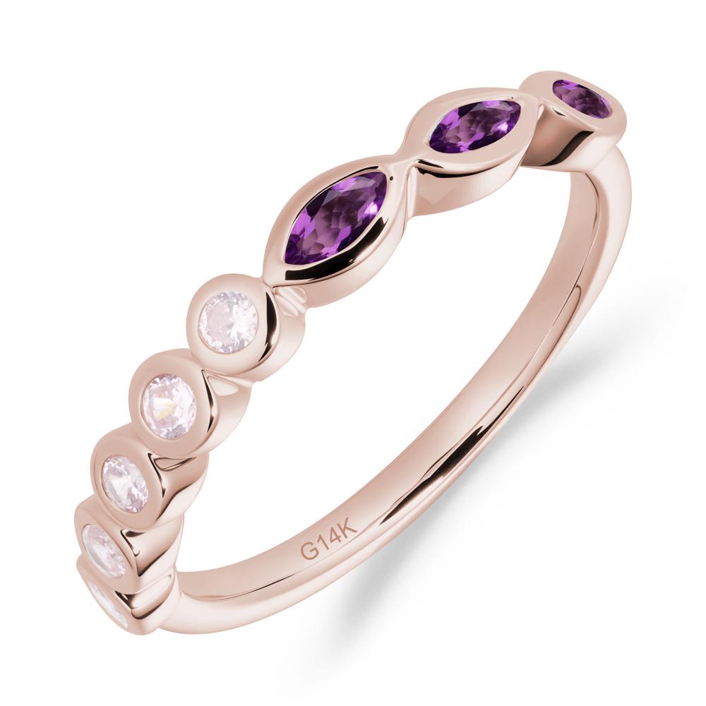 Simple Amethyst Bezel Ring - LUO Jewelry #metal_14k rose gold