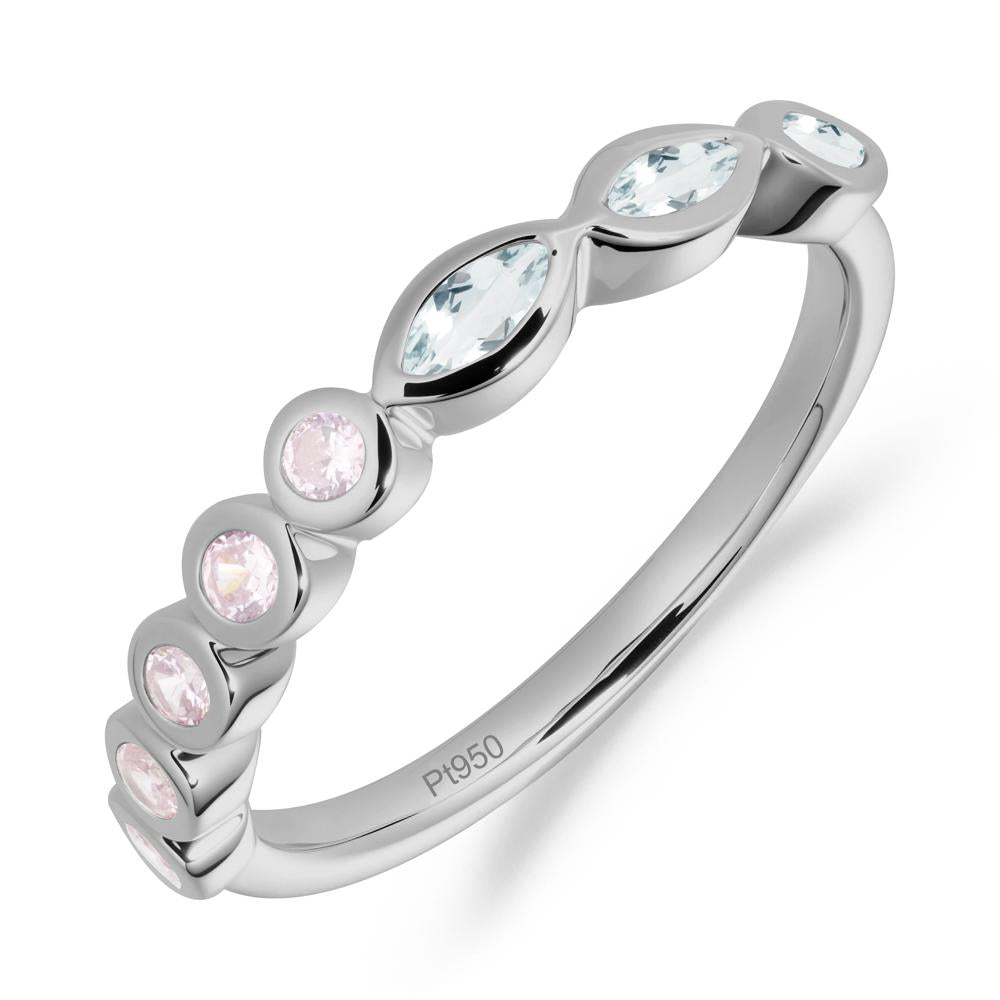 Marquise and Round Aquamarine Eternity Ring - LUO Jewelry #metal_platinum