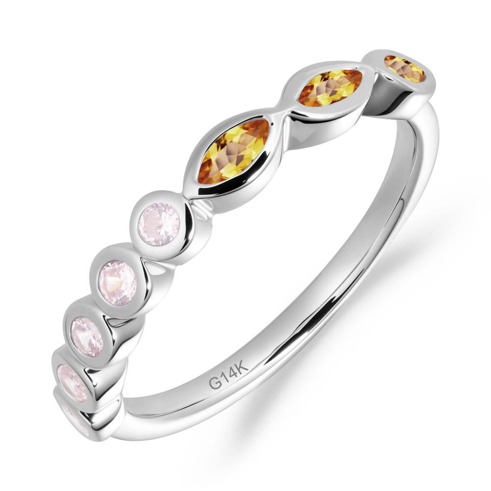 Marquise and Round Citrine Eternity Ring - LUO Jewelry #metal_14k white gold