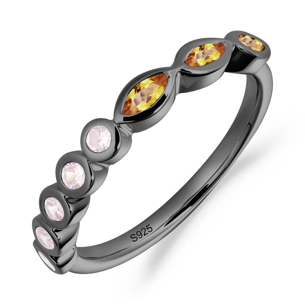 Marquise and Round Citrine Eternity Ring - LUO Jewelry #metal_black finish sterling silver