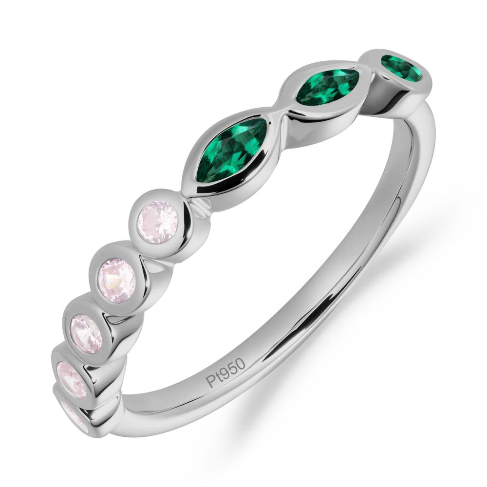 Marquise and Round Emerald Eternity Ring - LUO Jewelry #metal_platinum