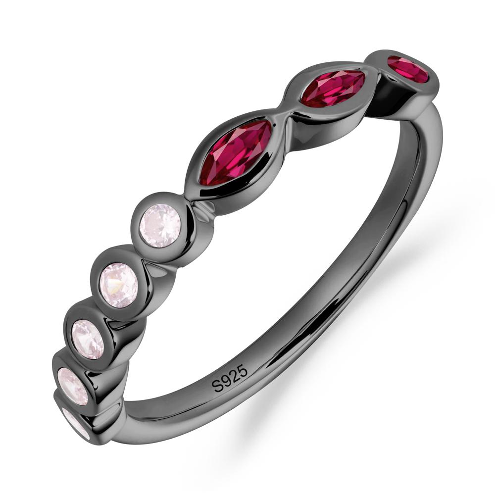 Marquise and Round Ruby Eternity Ring - LUO Jewelry #metal_black finish sterling silver