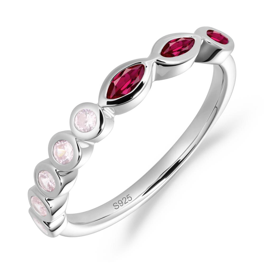 Marquise and Round Ruby Eternity Ring - LUO Jewelry #metal_sterling silver