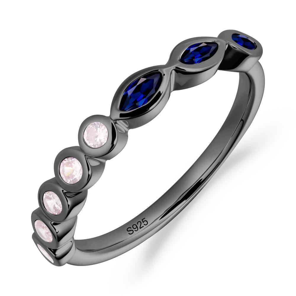 Simple Sapphire Bezel Ring - LUO Jewelry #metal_black finish sterling silver