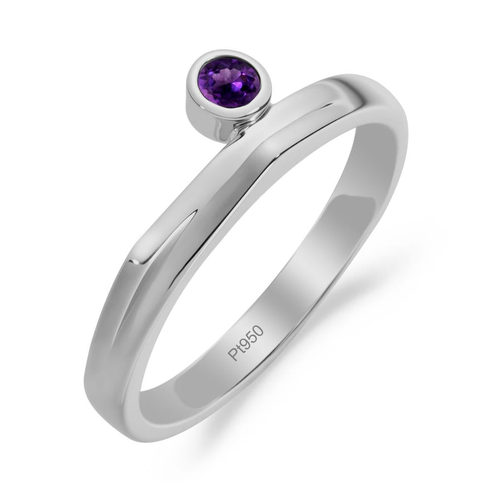 Bezel Set Amethyst Solitaire Ring - LUO Jewelry #metal_platinum