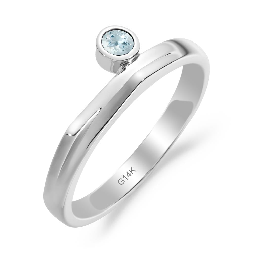 Round Aquamarine Bezel Ring - LUO Jewelry #metal_14k white gold