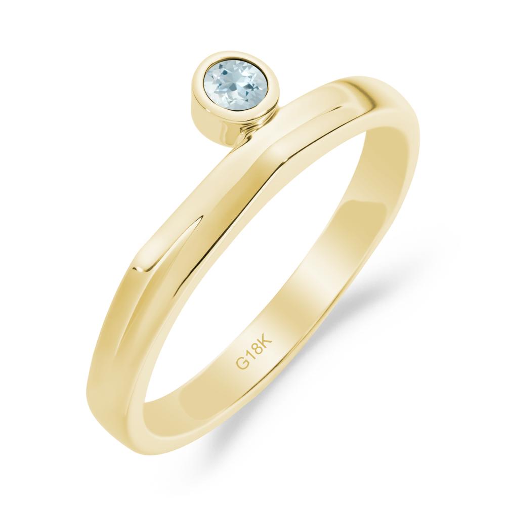 Round Aquamarine Bezel Ring - LUO Jewelry #metal_18k yellow gold