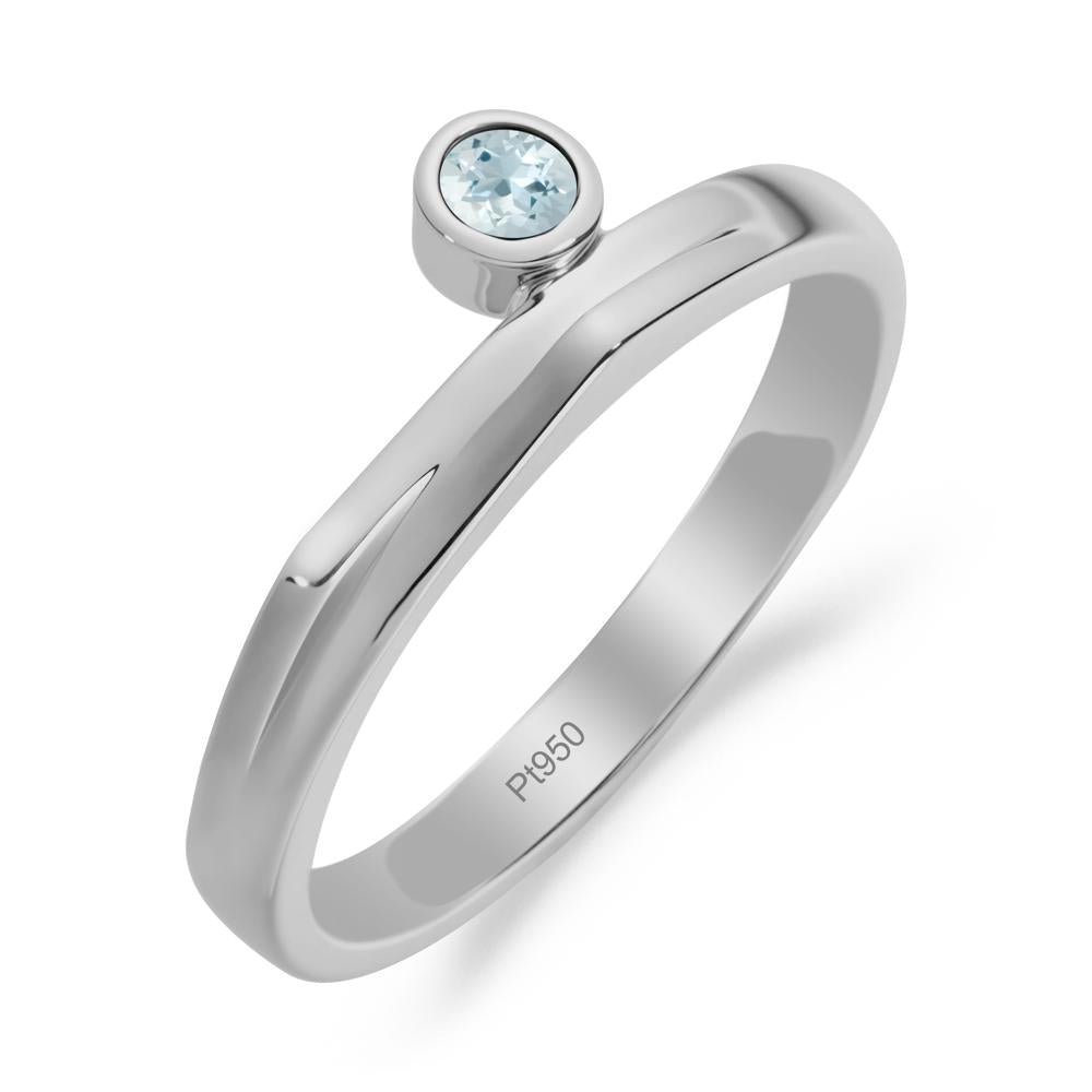 Round Aquamarine Bezel Ring - LUO Jewelry #metal_platinum