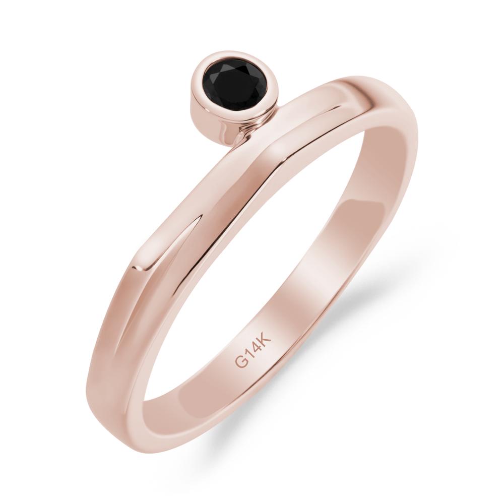 Bezel Set Black Spinel Solitaire Ring - LUO Jewelry #metal_14k rose gold
