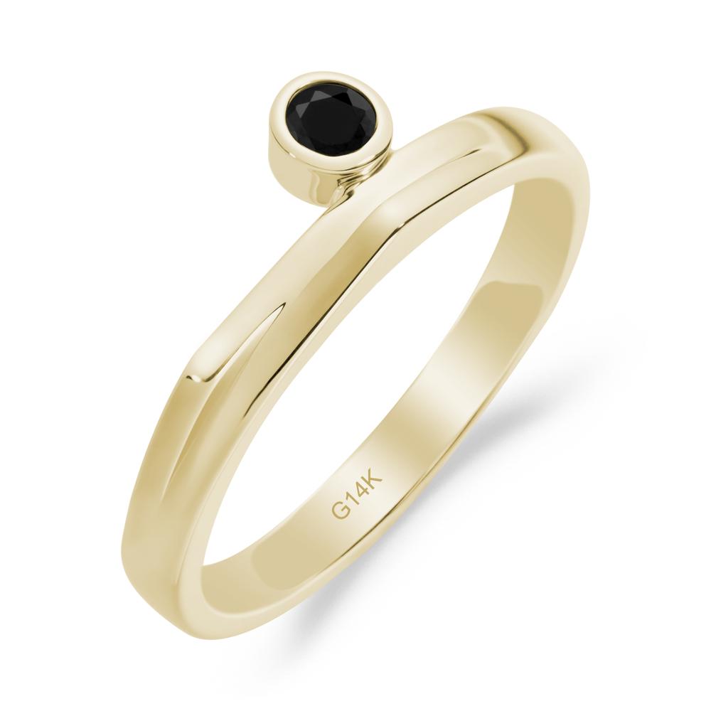 Bezel Set Black Spinel Solitaire Ring - LUO Jewelry #metal_14k yellow gold
