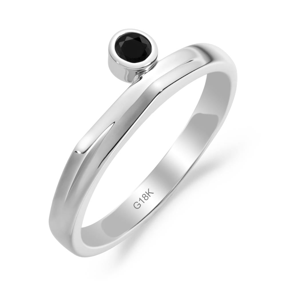 Bezel Set Black Spinel Solitaire Ring - LUO Jewelry #metal_18k white gold