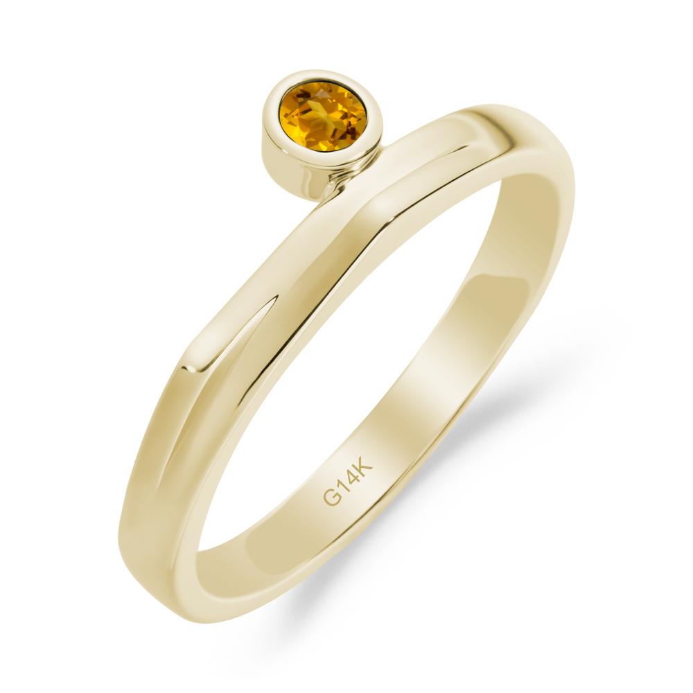 Round Citrine Bezel Ring - LUO Jewelry #metal_14k yellow gold