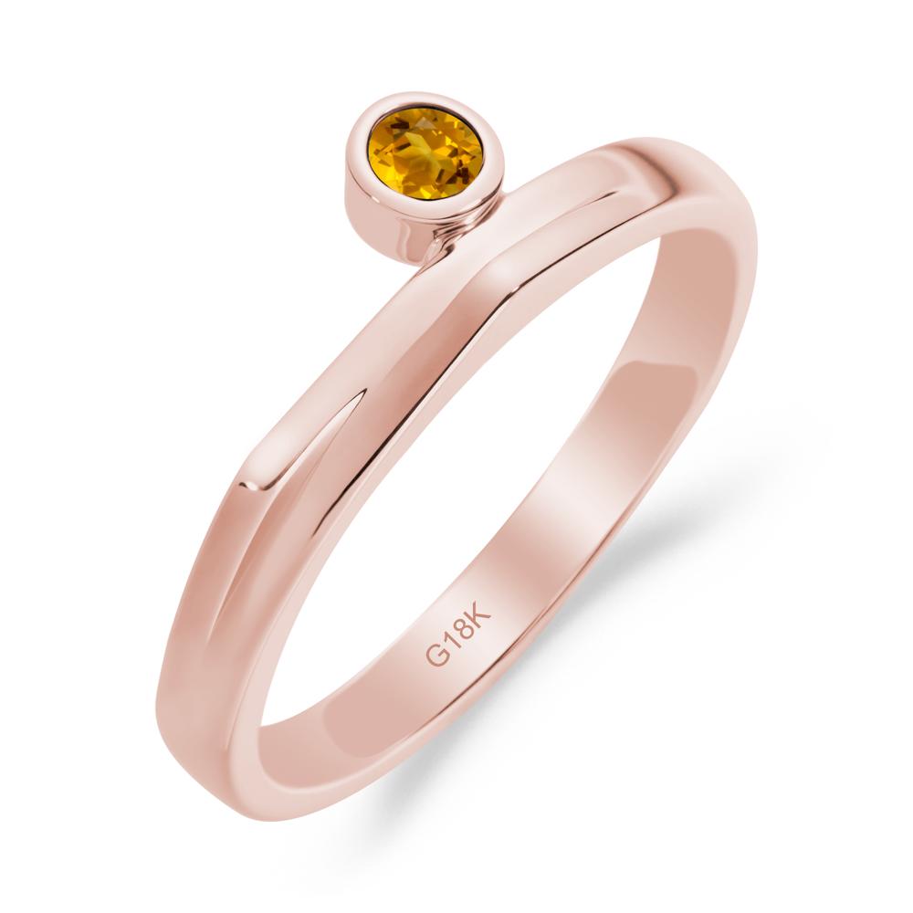 Round Citrine Bezel Ring - LUO Jewelry #metal_18k rose gold