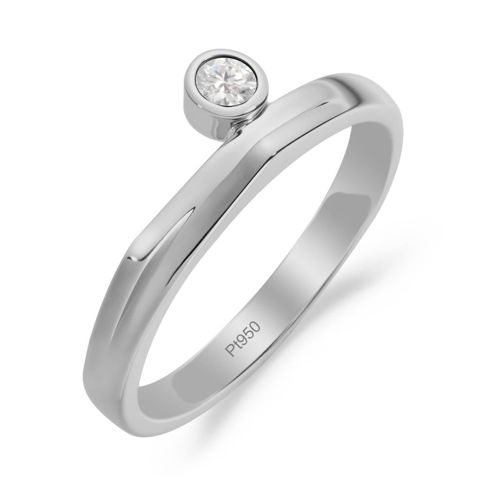 Round Cubic Zirconia Bezel Ring - LUO Jewelry #metal_platinum