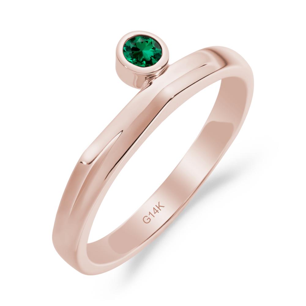Bezel Set Emerald Solitaire Ring - LUO Jewelry #metal_14k rose gold
