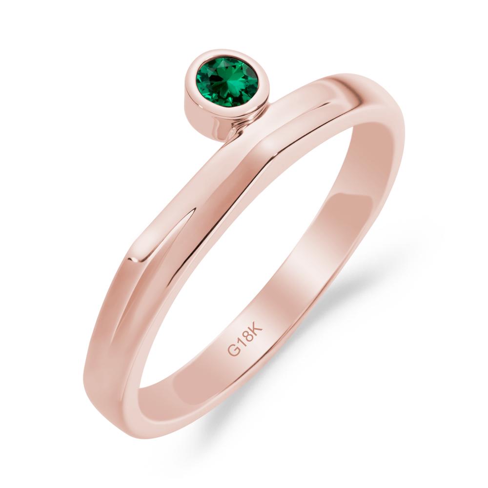 Bezel Set Emerald Solitaire Ring - LUO Jewelry #metal_18k rose gold