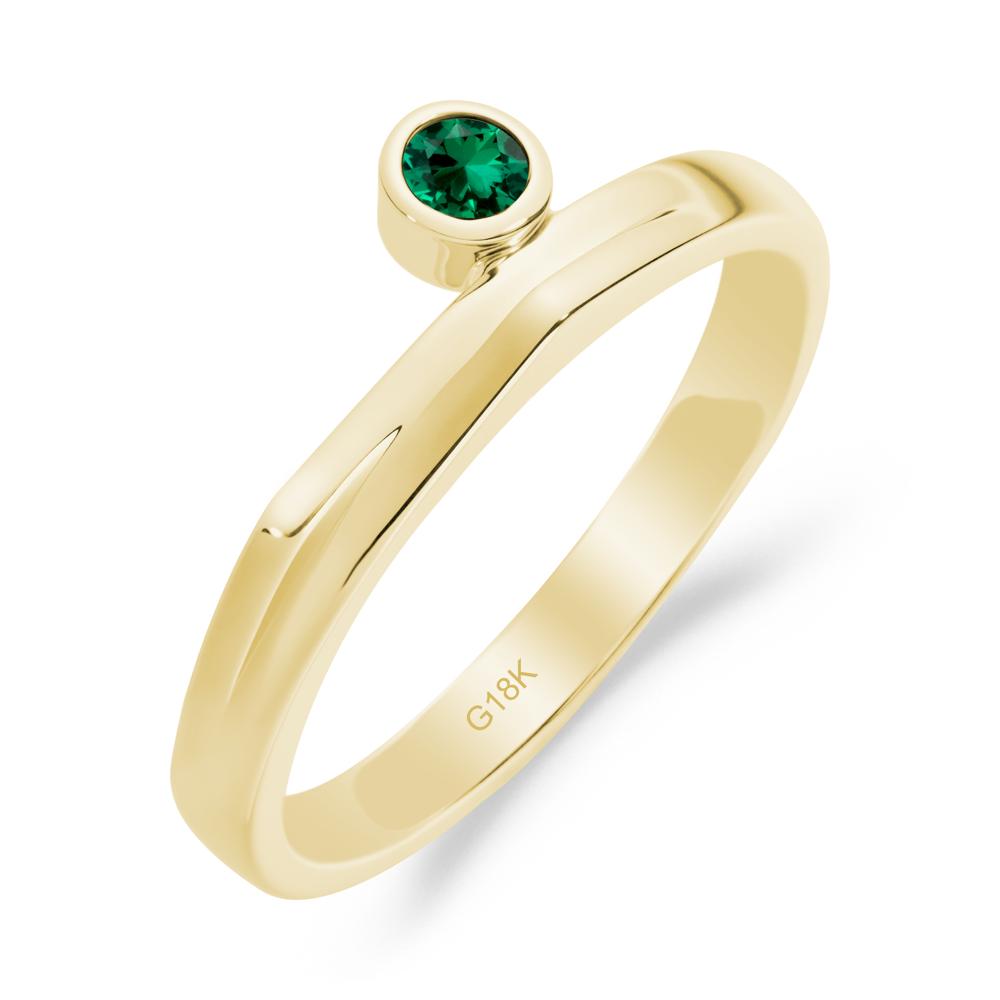 Bezel Set Emerald Solitaire Ring - LUO Jewelry #metal_18k yellow gold