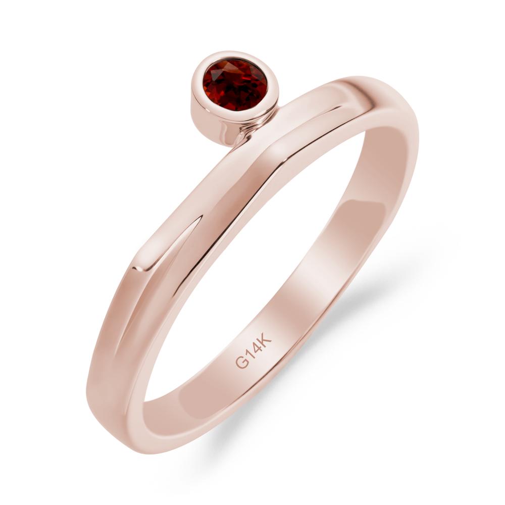 Bezel Set Garnet Solitaire Ring - LUO Jewelry #metal_14k rose gold