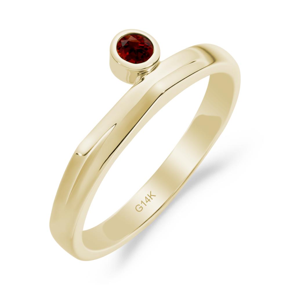 Bezel Set Garnet Solitaire Ring - LUO Jewelry #metal_14k yellow gold