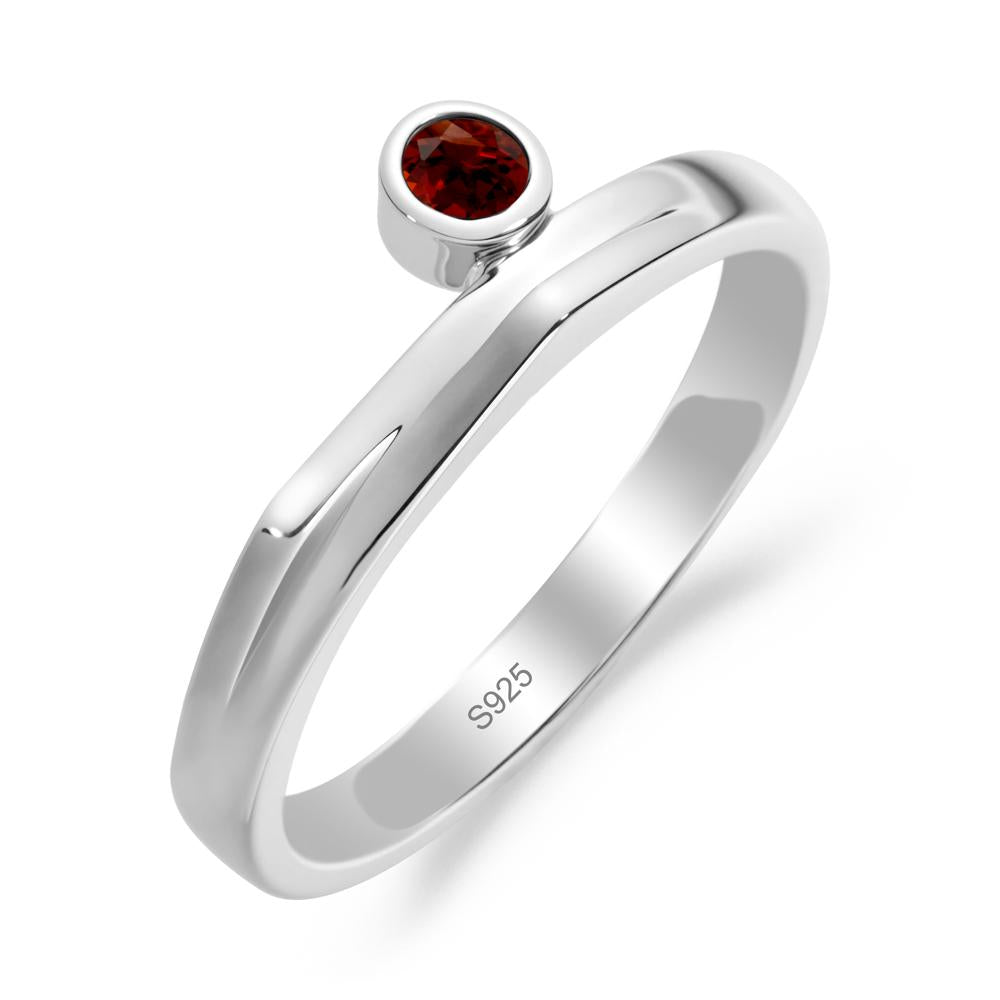 Bezel Set Garnet Solitaire Ring - LUO Jewelry #metal_sterling silver